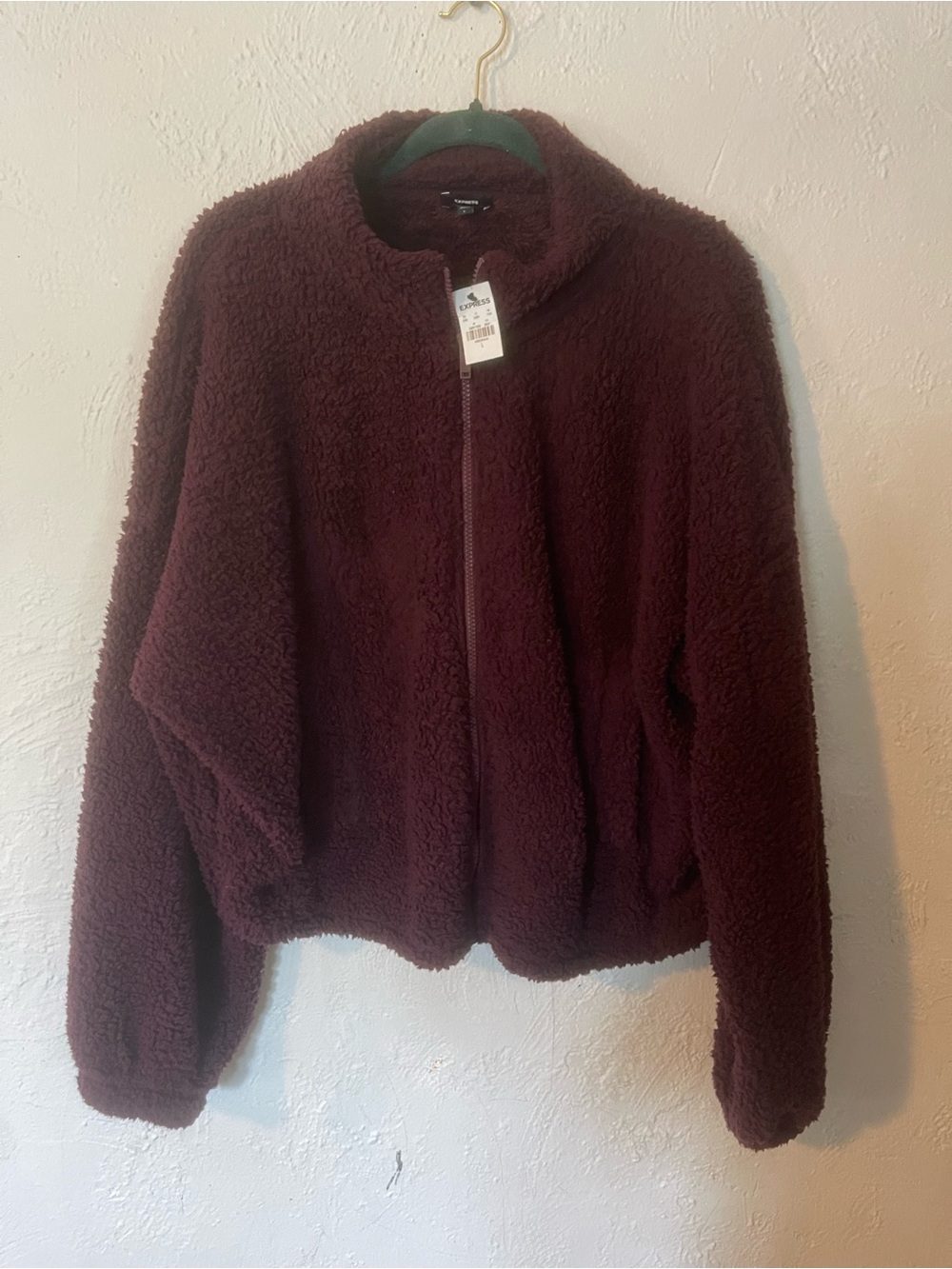 Express Cozy Women's Sherpa Jacket - Deep Burgundy NW